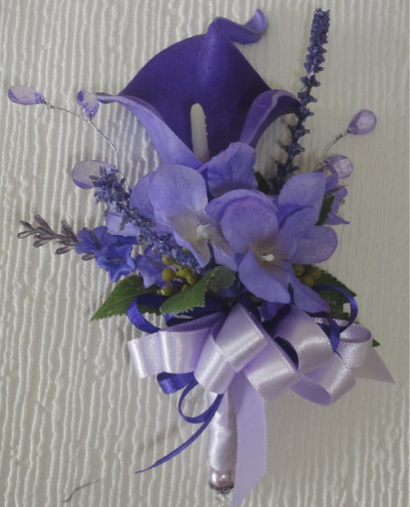 Purple Real Touch Calla Lily With Hydrangea & Lavender 
